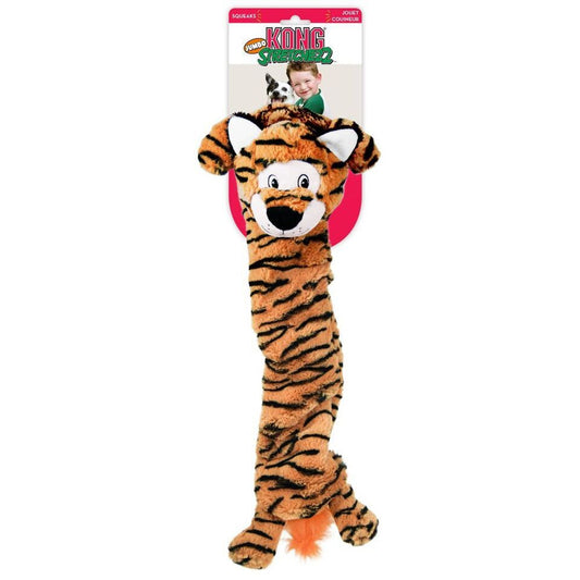 KONG Jumbo Stretchezz Dog Toy Snow Leopard or Tiger Squeaky Fetch Cuddle Play XL