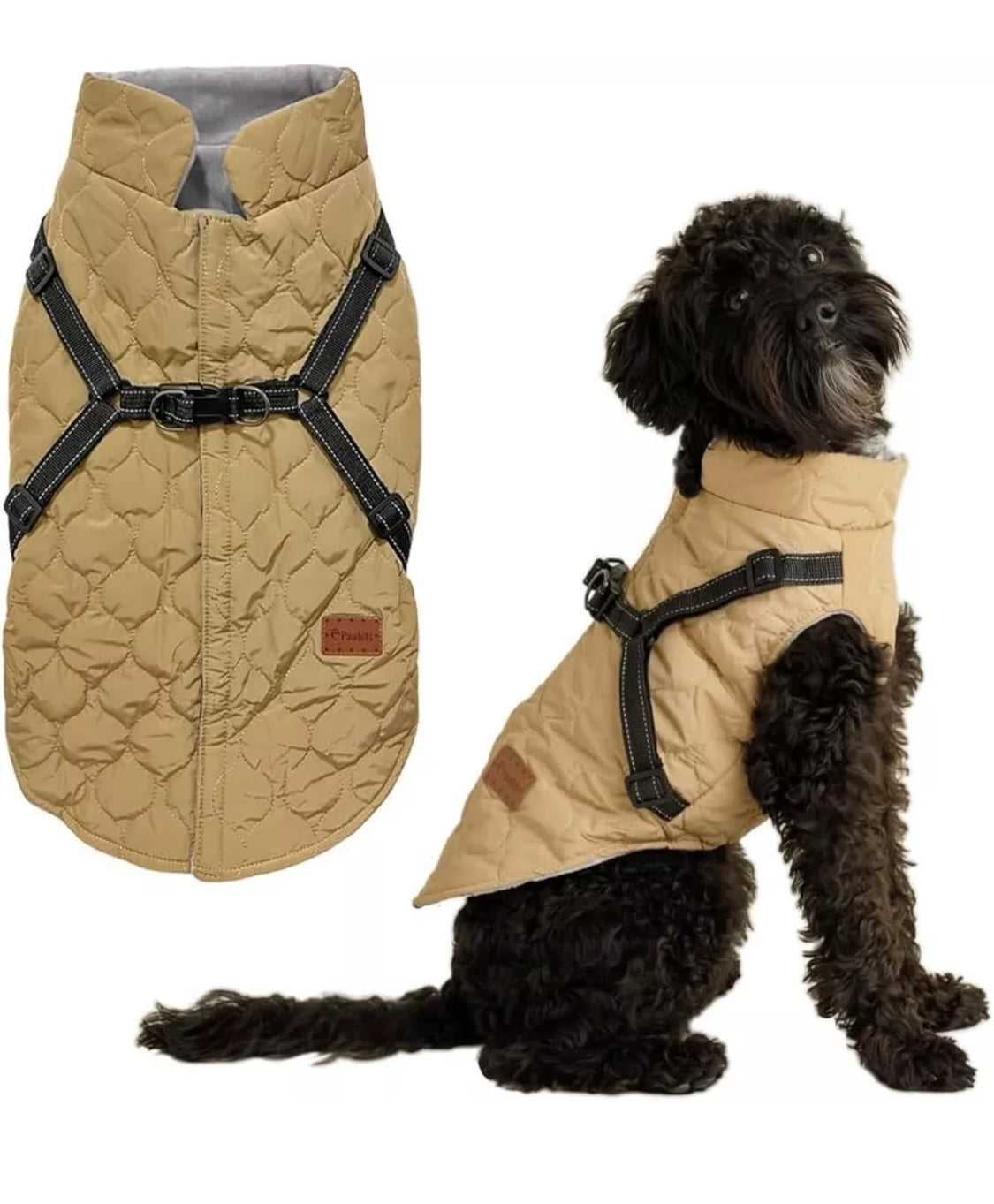 Pawbits Quilted Dog Coat With Built In Harness